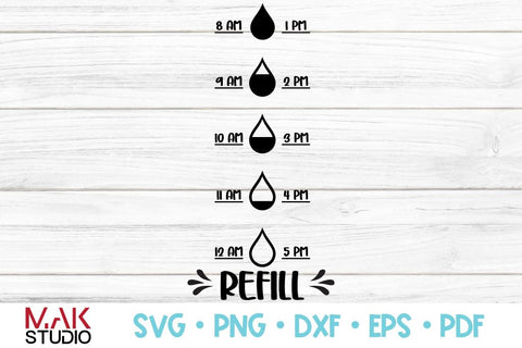 Water tracker svg, Water tracker svg file, Water tracker refill svg, Water tracker refill dxf, Water bottle fitness svg, Water tracker dxf SVG MAKStudion 