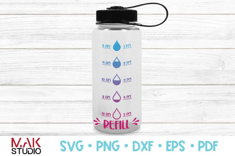 Water tracker svg, Water tracker svg file, Water tracker refill svg, Water tracker refill dxf, Water bottle fitness svg, Water tracker dxf SVG MAKStudion 