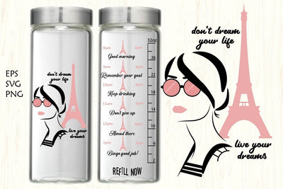 Water tracker, Water tracker svg, woman water tracker SVG Paper Switch 