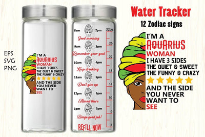 Water tracker,12 Zodiac signs Water tracker svg, black woman SVG Paper Switch 