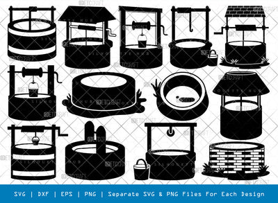 Water Well SVG, Well Silhouette, Well Bucket Svg, Wishing Well Svg, Old Fashioned Well Svg, Farm Well Svg, Well Svg, Well Bundle SVG ETC Craft 