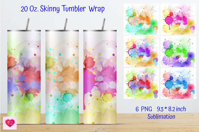 Watercolor 20 Oz Straight And Tapered Skinny Tumbler Sublimation Sublimation Kseniia designer 