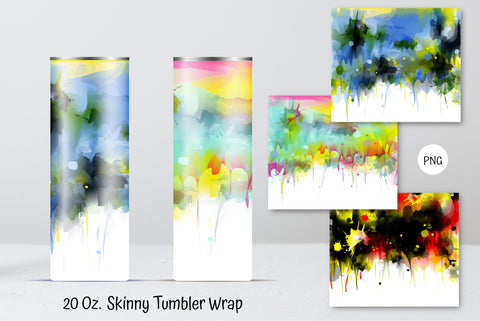 Watercolor 20 Oz Straight Skinny Tumbler Sublimation Bundle Sublimation Kseniia designer 