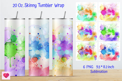 Watercolor 20 Oz Straight Skinny Tumbler Sublimation Bundle Sublimation Kseniia designer 