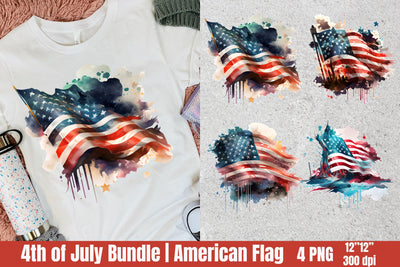 Watercolor 4th of july bundle PNG SVG Helga Art 