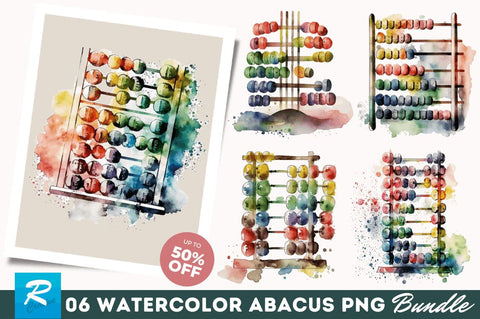Watercolor Abacus Clipart Bundle Sublimation Regulrcrative 