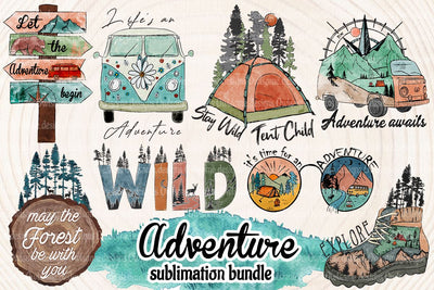 Watercolor Adventure Sublimation Bundle Sublimation LAM HOANG THUY 