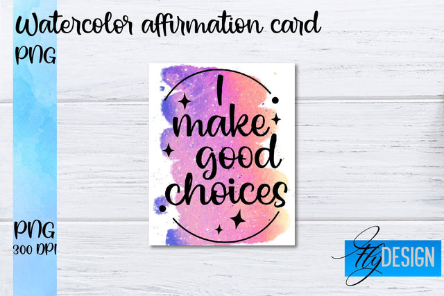 Watercolor Affirmation Cards PNG | Positive Affirmation PNG Sublimation Fly Design 