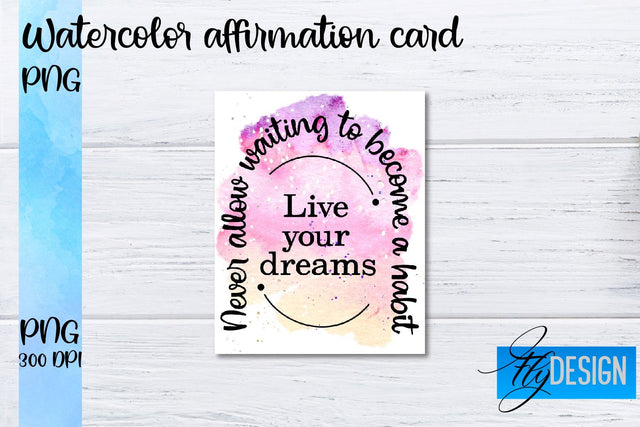 Watercolor Affirmation Cards PNG | Positive Affirmation PNG Sublimation Fly Design 