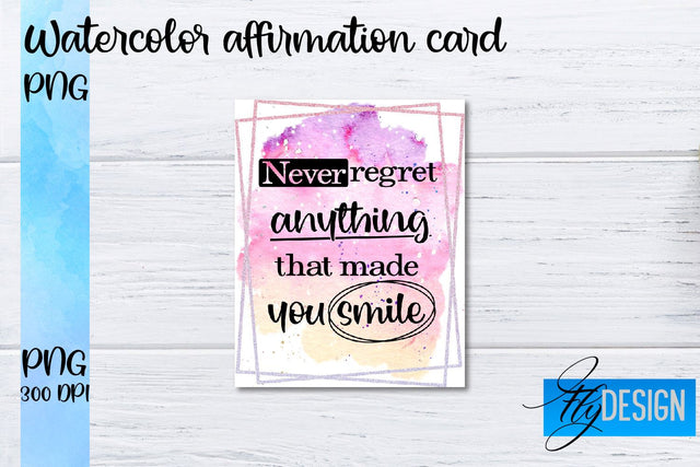 Watercolor Affirmation Cards PNG | Positive Affirmation PNG Sublimation Fly Design 