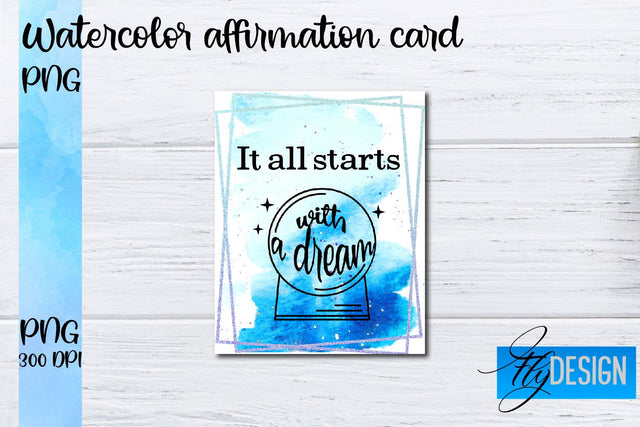 Watercolor Affirmation Cards PNG | Positive Affirmation PNG Sublimation Fly Design 