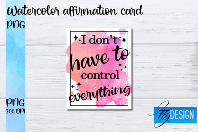 Watercolor Affirmation Cards PNG | Positive Affirmation PNG Sublimation Fly Design 
