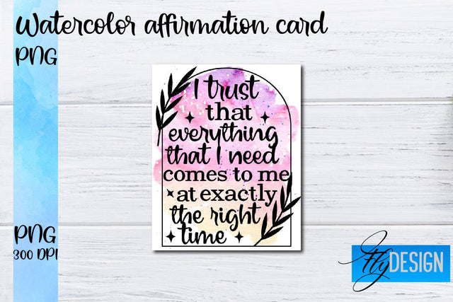 Watercolor Affirmation Cards PNG | Positive Affirmation PNG Sublimation Fly Design 