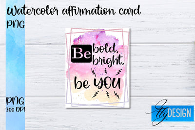 Watercolor Affirmation Cards PNG | Positive Affirmation PNG Sublimation Fly Design 