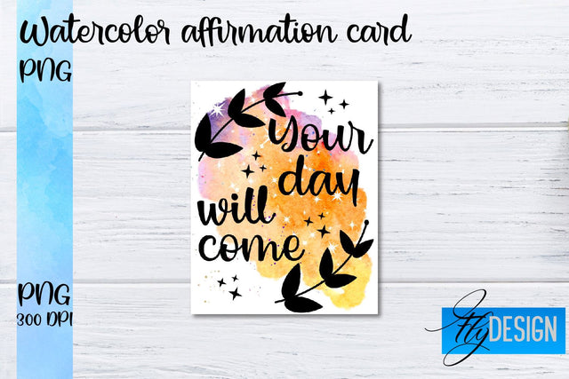 Watercolor Affirmation Cards PNG | Positive Affirmation PNG Sublimation Fly Design 