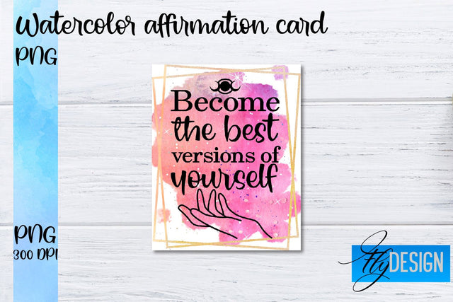 Watercolor Affirmation Cards PNG | Positive Affirmation PNG Sublimation Fly Design 