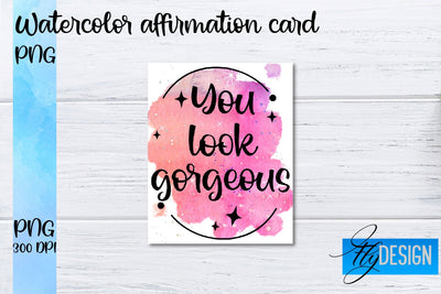 Watercolor Affirmation Cards PNG | Positive Affirmation PNG Sublimation Fly Design 