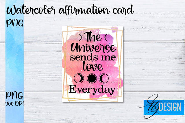 Watercolor Affirmation Cards PNG | Positive Affirmation PNG Sublimation Fly Design 