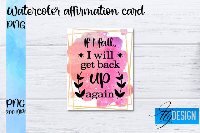 Watercolor Affirmation Cards PNG | Positive Affirmation PNG Sublimation Fly Design 