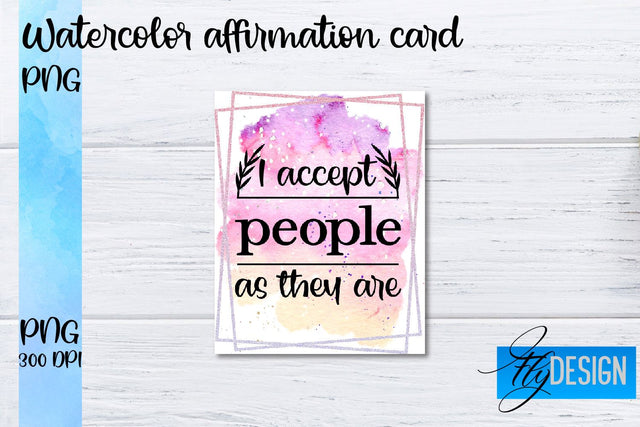 Watercolor Affirmation Cards PNG | Positive Affirmation PNG Sublimation Fly Design 