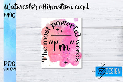 Watercolor Affirmation Cards PNG | Positive Affirmation PNG Sublimation Fly Design 