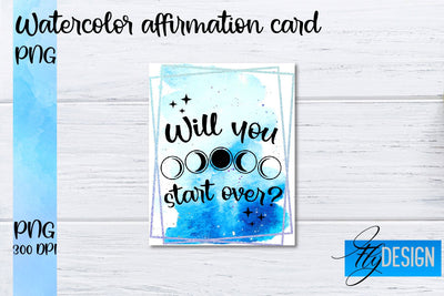Watercolor Affirmation Cards PNG | Positive Affirmation PNG Sublimation Fly Design 