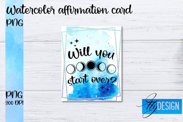 Watercolor Affirmation Cards PNG | Positive Affirmation PNG Sublimation Fly Design 
