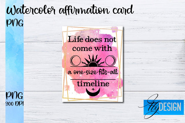 Watercolor Affirmation Cards PNG | Positive Affirmation PNG Sublimation Fly Design 