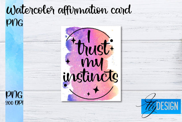 Watercolor Affirmation Cards PNG | Positive Affirmation PNG Sublimation Fly Design 