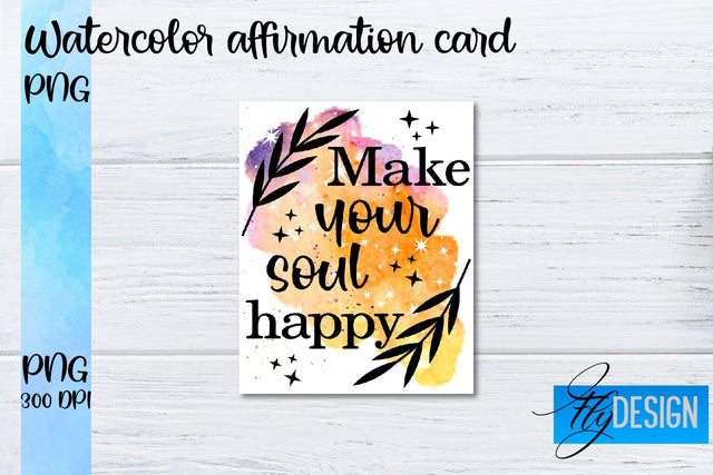 Watercolor Affirmation Cards PNG | Positive Affirmation PNG Sublimation Fly Design 