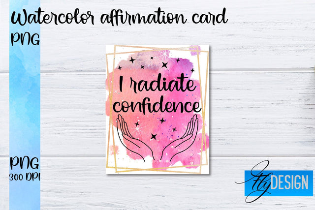 Watercolor Affirmation Cards PNG | Positive Affirmation PNG Sublimation Fly Design 