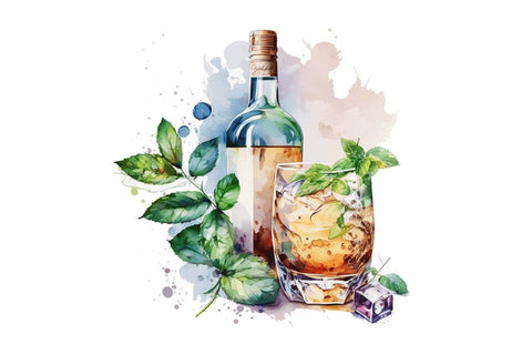 Watercolor Alcohol clipart Bundle Sublimation Regulrcrative 