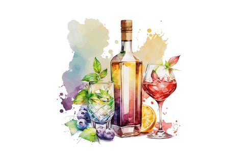 Watercolor Alcohol clipart Bundle Sublimation Regulrcrative 