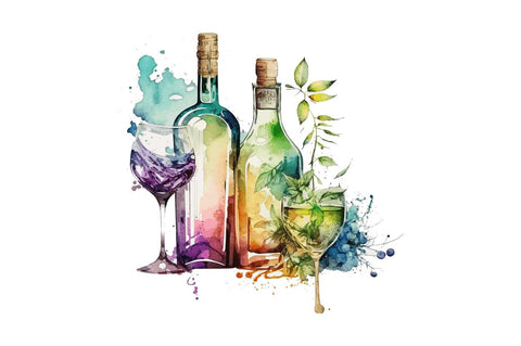 Watercolor Alcohol clipart Bundle Sublimation Regulrcrative 