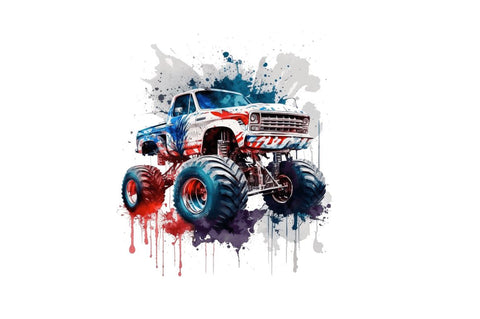 Watercolor American Monster Truck Bundle Sublimation Regulrcrative 