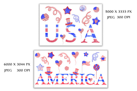 Watercolor American Symbols Sublimation TanyaPrintDesign 