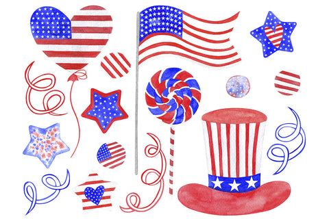 Watercolor American Symbols Sublimation TanyaPrintDesign 