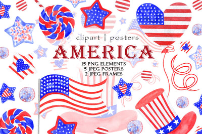 Watercolor American Symbols Sublimation TanyaPrintDesign 