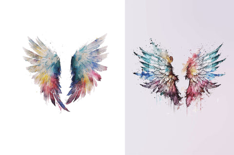Watercolor Angel's Wings Sublimation Clipart Bundle Sublimation Regulrcrative 