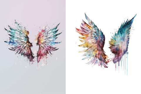 Watercolor Angel's Wings Sublimation Clipart Bundle Sublimation Regulrcrative 