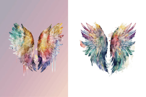 Watercolor Angel's Wings Sublimation Clipart Bundle Sublimation Regulrcrative 