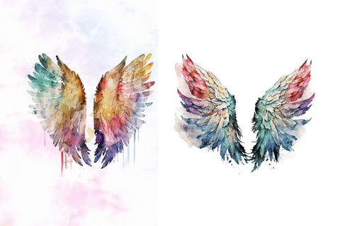 Watercolor Angel's Wings Sublimation Clipart Bundle Sublimation Regulrcrative 