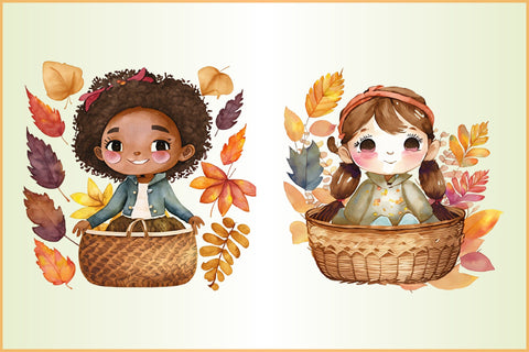 Watercolor Autumn Girl clipart Sublimation Creativeart88 