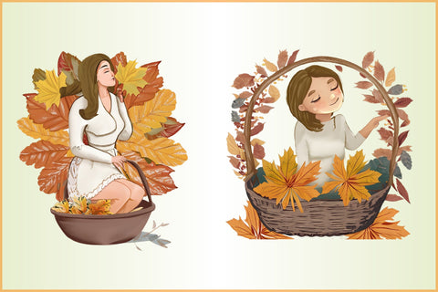 Watercolor Autumn Girl clipart Sublimation Creativeart88 