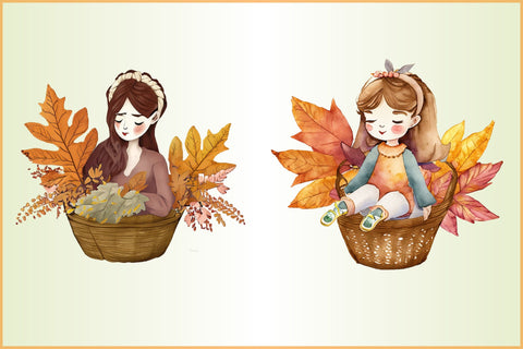 Watercolor Autumn Girl clipart Sublimation Creativeart88 