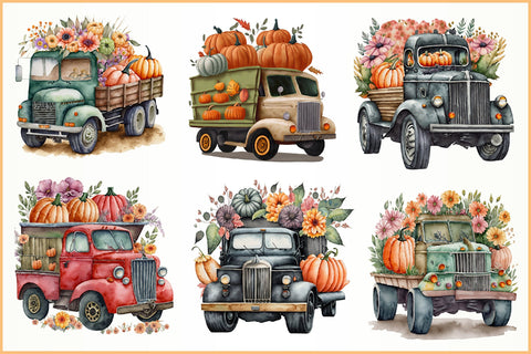 Watercolor Autumn Truck clipart Sublimation Creativeart88 