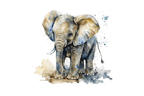 Watercolor Baby Elephant Clipart Bundle Sublimation Regulrcrative 