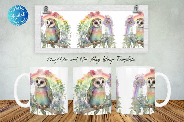 Watercolor Baby Owl Pastel 11, 12 & 15 Oz Mug Sublimation Sublimation Regulrcrative 