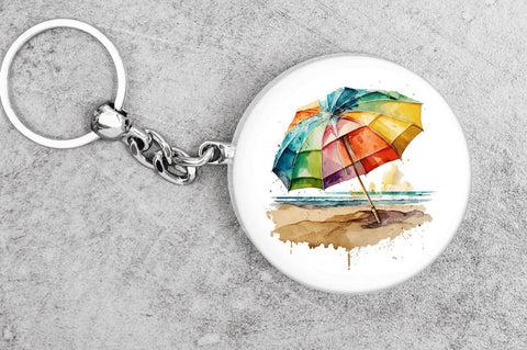Watercolor Beach Umbrella Clipart Bundle Sublimation Regulrcrative 