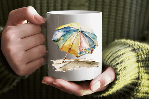 Watercolor Beach Umbrella Clipart Bundle Sublimation Regulrcrative 